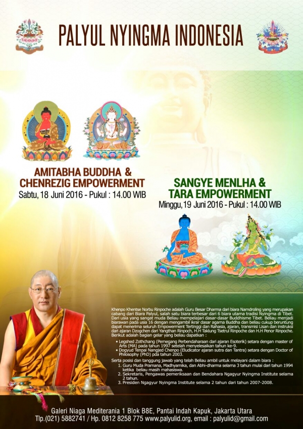 Empowerment of Amitabha Buddha, Chenrezig, Medicine Buddha and Green Tara